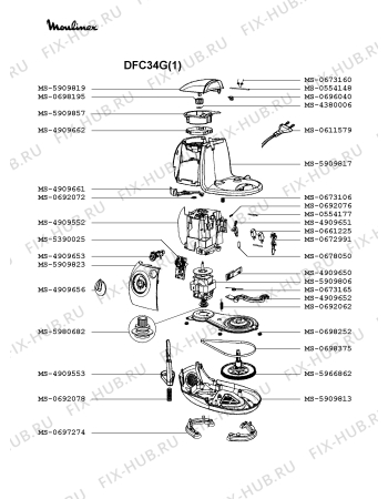 Взрыв-схема кухонного комбайна Moulinex DFC34G(1) - Схема узла WP002584.4P3