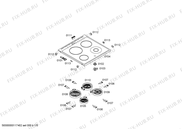 Схема №1 HL423400E с изображением Стеклокерамика для плиты (духовки) Siemens 00244241