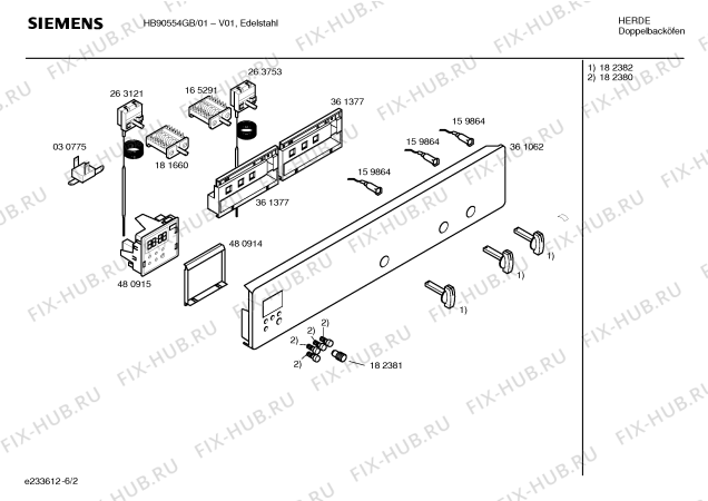 Схема №1 HB90554GB с изображением Панель управления для плиты (духовки) Siemens 00361062