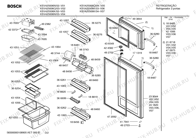 Схема №1 KSV425506K BOSCH с изображением Вкладыш в панель для холодильной камеры Bosch 00431565