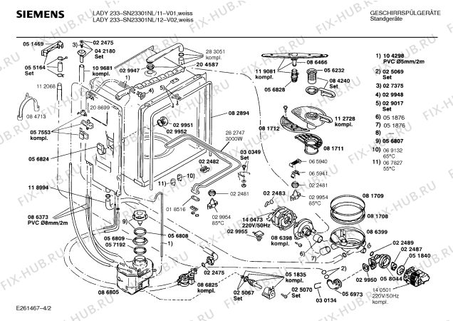 Схема №1 SN23304EU с изображением Панель для электропосудомоечной машины Siemens 00271205
