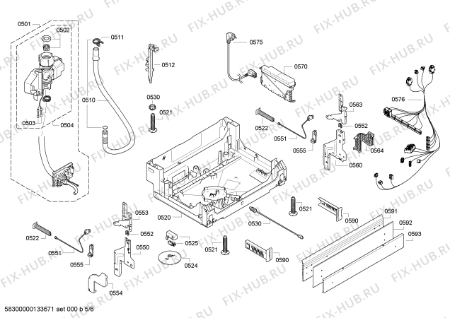 Взрыв-схема посудомоечной машины Bosch SMU50E22SK - Схема узла 05