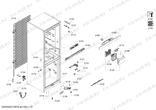 Схема №1 3KSB6805 с изображением Модуль управления, запрограммированный для холодильника Bosch 00750852