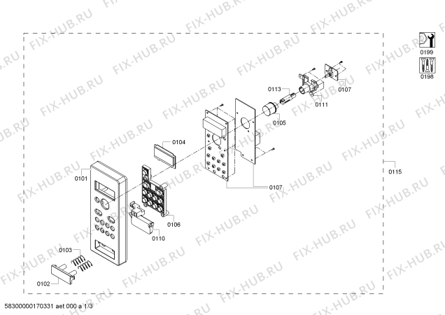 Схема №1 H56W20W0GB с изображением Модуль управления для свч печи Bosch 00740082