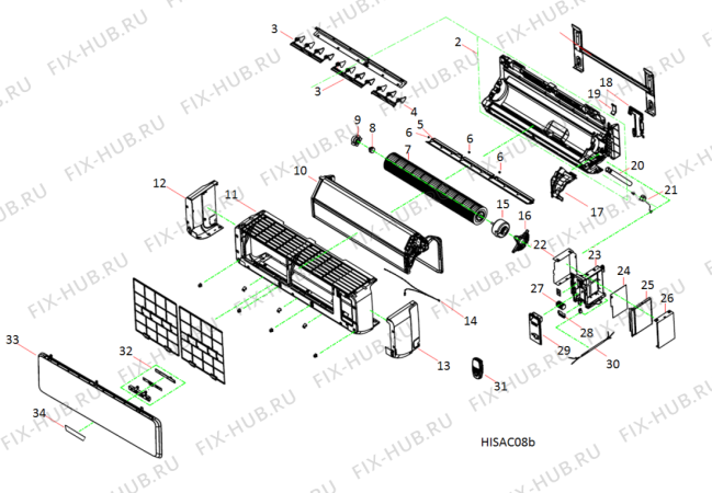 Схема №1 INAC2443D (F104410) с изображением Другое для климатотехники Indesit C00513643