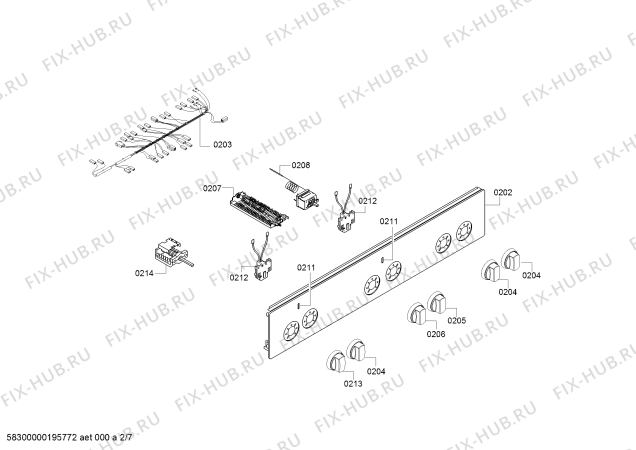 Взрыв-схема плиты (духовки) Bosch HGD42D120Q - Схема узла 02