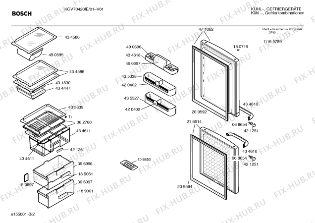 Взрыв-схема холодильника Bosch KGV70420IE - Схема узла 02
