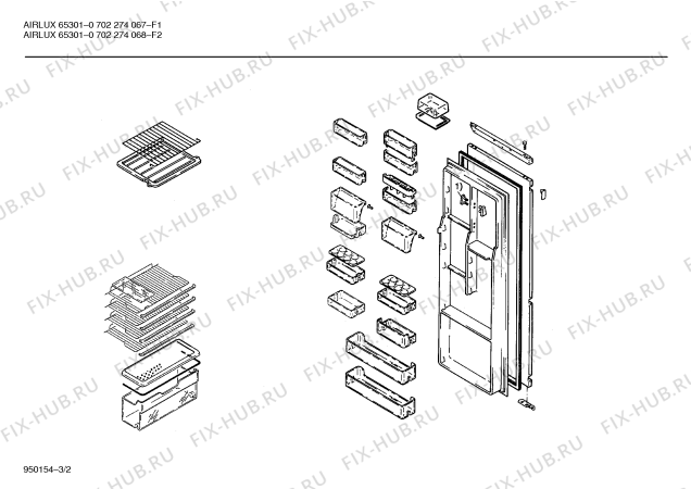 Взрыв-схема холодильника Airlux KIVAIU1FF 65301 - Схема узла 02
