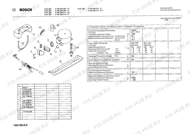 Схема №1 0700264015 KGE260 с изображением Переключатель для холодильной камеры Bosch 00112837