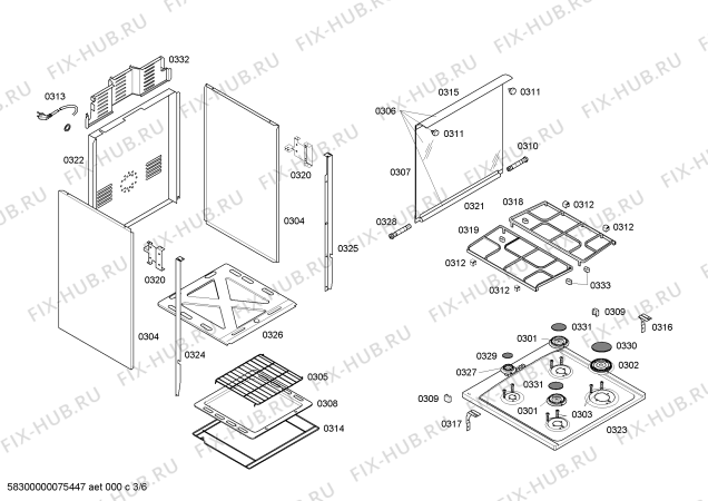 Взрыв-схема плиты (духовки) Bosch HSC66K41NF P3 56 PS BRANCO - Схема узла 03