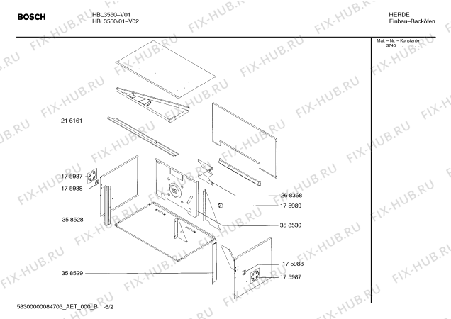 Взрыв-схема плиты (духовки) Bosch HBL3550 - Схема узла 02