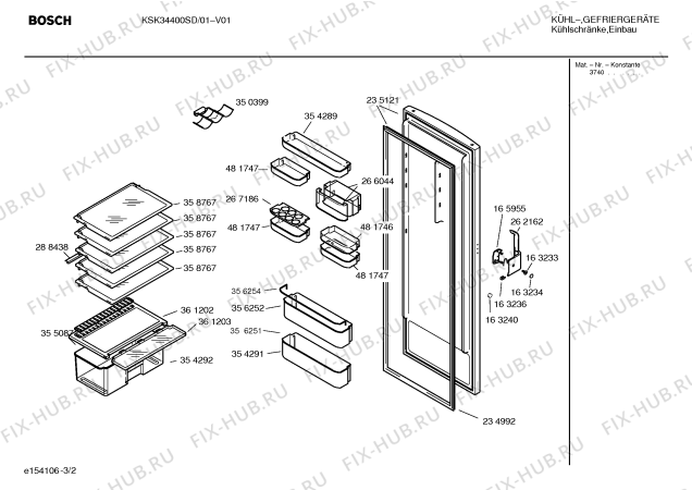 Взрыв-схема холодильника Bosch KSK34400SD - Схема узла 02