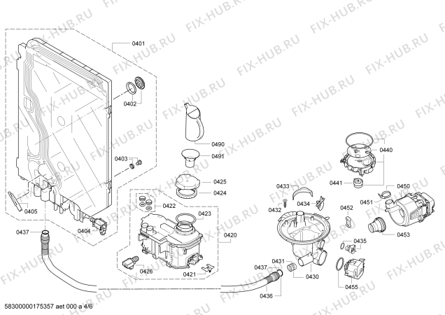 Взрыв-схема посудомоечной машины Siemens SX78T155EU StudioLine - Схема узла 04