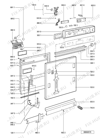 Схема №1 GSIK 6583 SW с изображением Панель для посудомоечной машины Whirlpool 481245371444