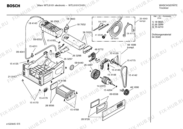 Взрыв-схема сушильной машины Bosch WTL6101CH Maxx WTL6101 electronic - Схема узла 05