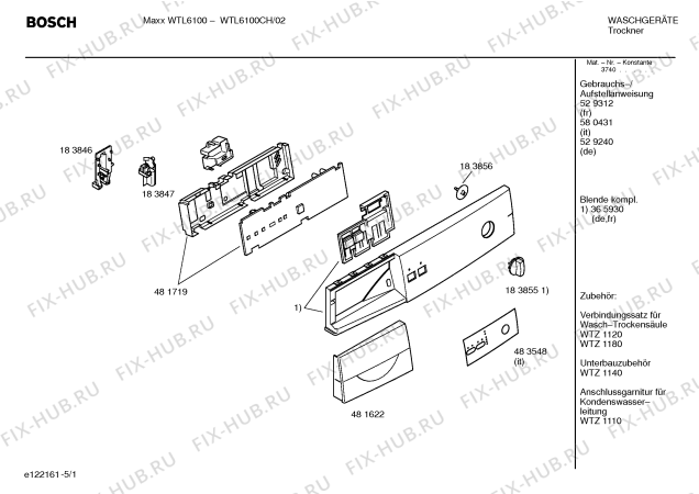 Схема №2 WTL6101CH Maxx WTL6101 electronic с изображением Сменная пленка для электросушки Bosch 00483548