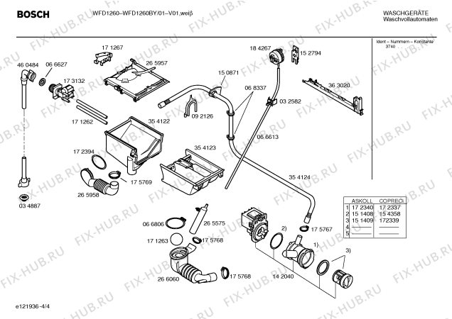Схема №1 WFD1260BY WFD1260 Mecanica с изображением Панель управления для стиралки Bosch 00363025