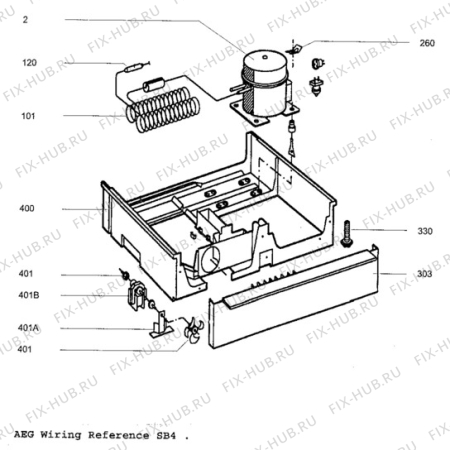 Взрыв-схема холодильника Aeg A1202-4IU - Схема узла Cooling system 017