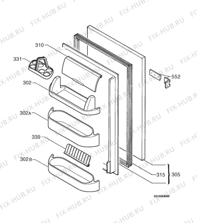 Взрыв-схема холодильника Electrolux ERN1571 - Схема узла Door 003