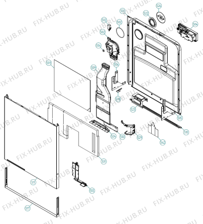 Взрыв-схема посудомоечной машины Gorenje Kitchen Aid KDFX 7017 IT   -Titan FI Soft UK cable (340682, DW70.4) - Схема узла 05