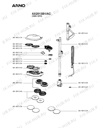 Схема №1 AX2013B1/AC с изображением Рукоятка для мини-пылесоса Seb RS-BP2162