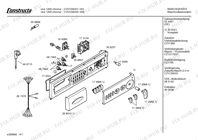 Схема №1 CV51230 Constructa VIVA 1200 S с изображением Кабель для стиралки Bosch 00267370