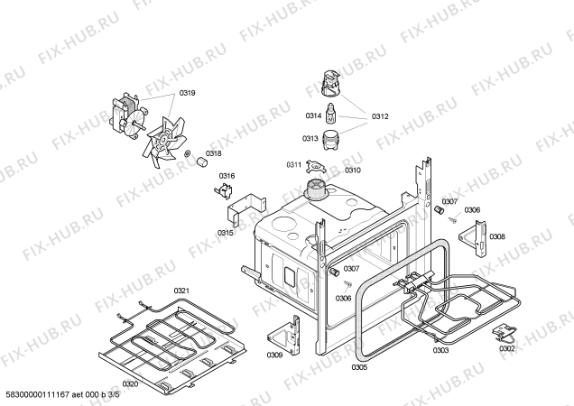 Взрыв-схема плиты (духовки) Bosch HEV41S350 Horno bosch poliv.multif.inox.c/minutero - Схема узла 03