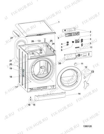 Схема №1 XWA61052XWWGGIT (F085546) с изображением Декоративная панель для стиралки Indesit C00305030