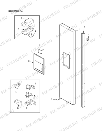 Схема №1 GC2228GEHB с изображением Элемент корпуса для холодильника Whirlpool 482000095664
