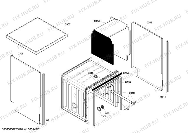 Взрыв-схема посудомоечной машины Bosch SGS56E22EU - Схема узла 03