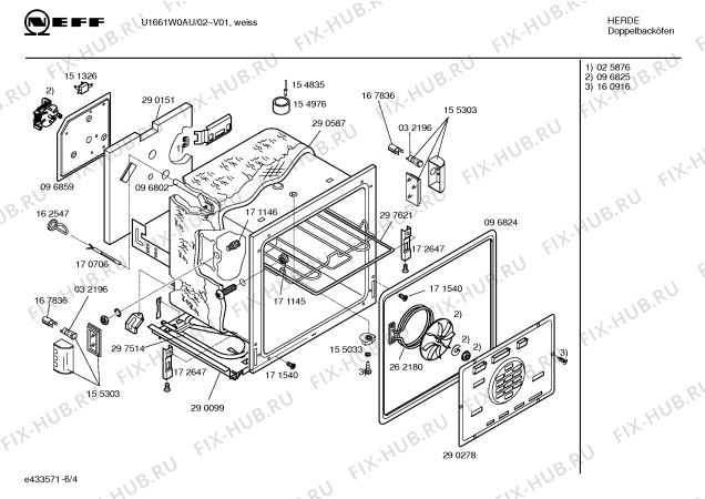 Взрыв-схема плиты (духовки) Neff U1661W0AU - Схема узла 04