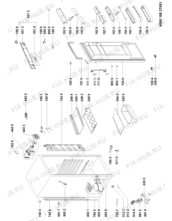 Схема №1 KR2382 FRESH A+ WS с изображением Элемент корпуса для холодильника Whirlpool 481010504963