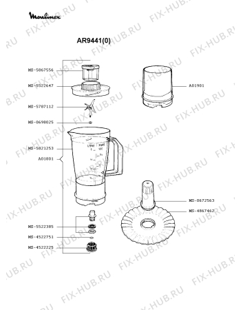 Взрыв-схема кухонного комбайна Moulinex AR9441(0) - Схема узла FP000573.9P5