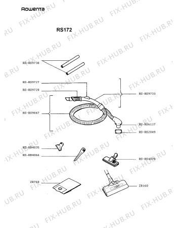 Взрыв-схема пылесоса Rowenta RS172 - Схема узла RS172FR_.__2