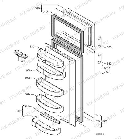 Взрыв-схема холодильника Electrolux ERD3322 - Схема узла Door 003