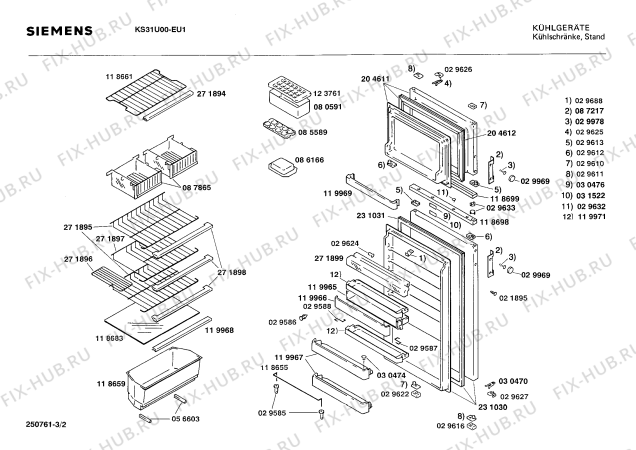 Схема №1 KS31U00 с изображением Дверь для холодильника Siemens 00231030