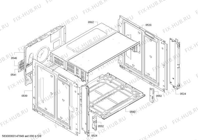 Взрыв-схема плиты (духовки) Siemens HB43LB550F - Схема узла 05