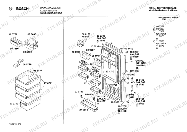 Взрыв-схема холодильника Bosch KGE3432II - Схема узла 02