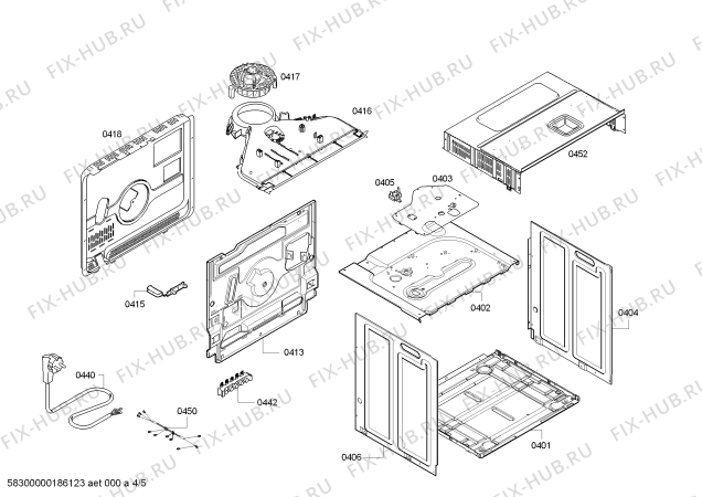 Взрыв-схема плиты (духовки) Bosch HBG23B360R H.BO.NP.L2D.IN.GLASS.B3a.N.E0_C/// - Схема узла 04