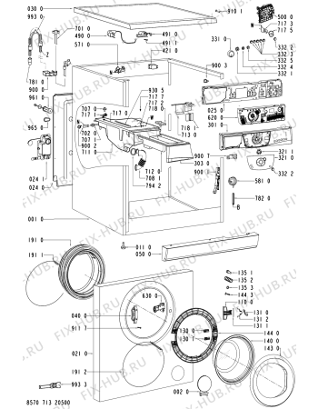 Схема №1 AWM 7149/1 с изображением Обшивка для стиральной машины Whirlpool 481245215944