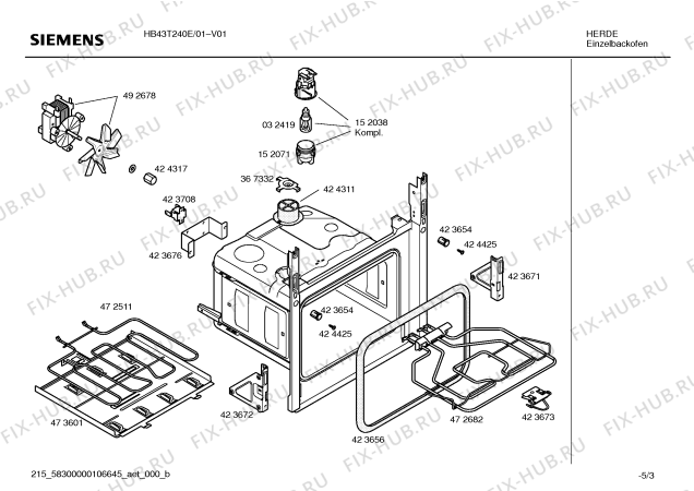 Взрыв-схема плиты (духовки) Siemens HB43T240E Horno siemens indp.multf.blanc.reloj ec3 - Схема узла 03