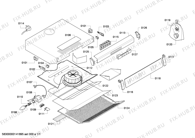 Схема №1 DHU655U с изображением Крышка для вытяжки Bosch 00172469