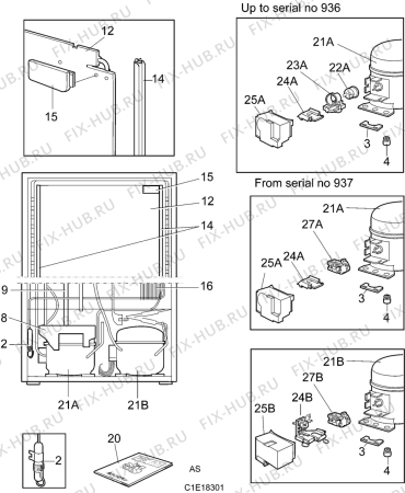 Взрыв-схема холодильника Husqvarna Electrolux QT410RX - Схема узла C10 Cold, users manual