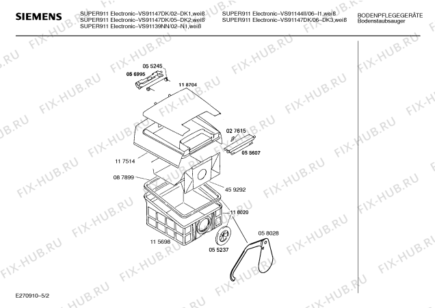 Схема №1 VS9KR11BD AUTOCONTROL    9077030 с изображением Планка для мини-пылесоса Siemens 00118529