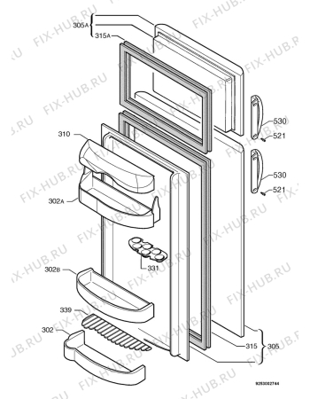 Взрыв-схема холодильника Zoppas PDX25S - Схема узла Door 003