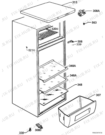 Взрыв-схема холодильника Frigidaire FRTF121W - Схема узла Housing 001