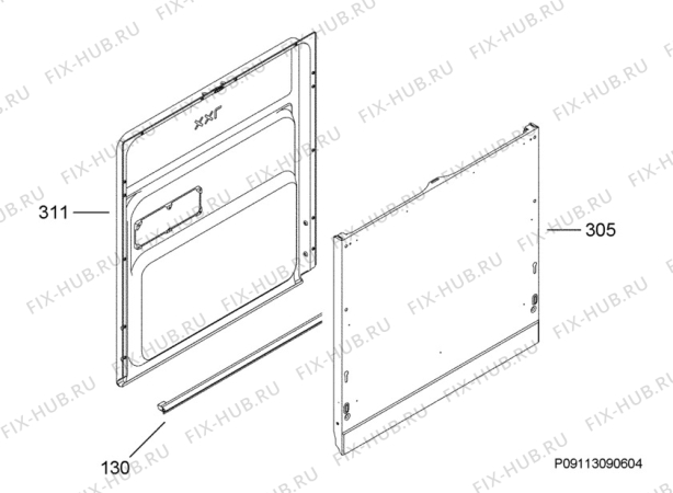 Взрыв-схема посудомоечной машины Ikea ENASTLENDE 20224481 - Схема узла Door 003