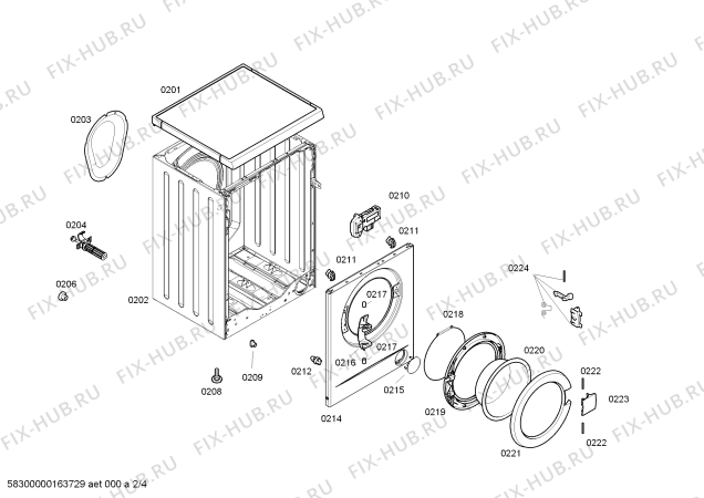 Схема №1 WM10A163DN с изображением Наклейка для стиральной машины Siemens 00621155