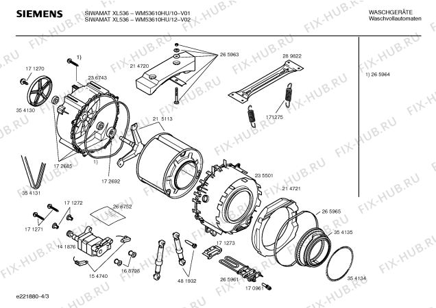 Схема №1 WM53610HU SIWAMAT XL 536 с изображением Таблица программ для стиралки Siemens 00581065