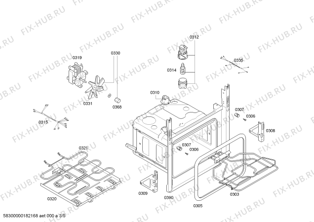 Взрыв-схема плиты (духовки) Bosch HBA23S253E H.BO.NP.L2D.IN.GLASS.B2/.X.E0_C/// - Схема узла 03